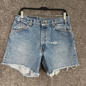 Levis 560 Orange Tab Denim Jean Shorts Mens W33 Cut Off Frayed Hem VTG '93‎ USA